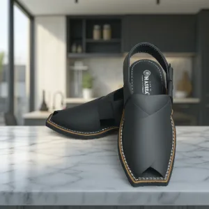 Premium Handmade Peshawari Chappal – Classic Black