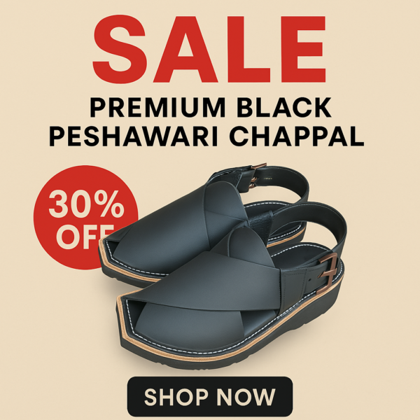 Premium Handmade Peshawari Chappal – Classic Black - Image 4