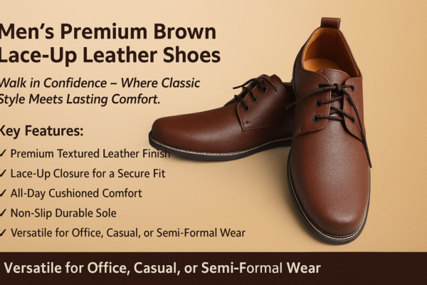 Men’s Premium Brown Lace-Up Leather Shoes – Comfort & Style Combined - Image 4