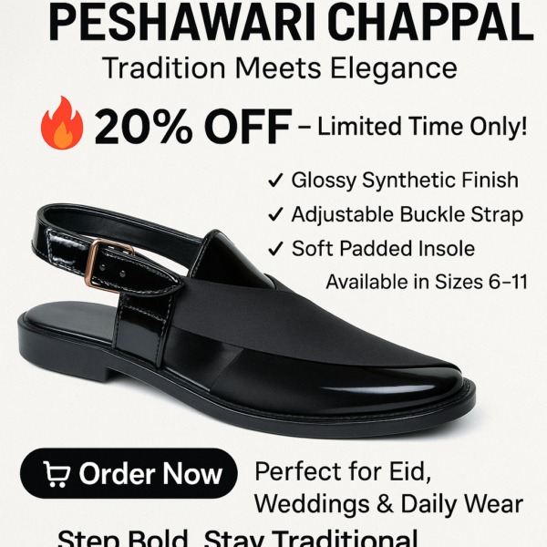 Premium Black Peshawari Chappal – A Fusion of Tradition and Modern Elegance - Image 4