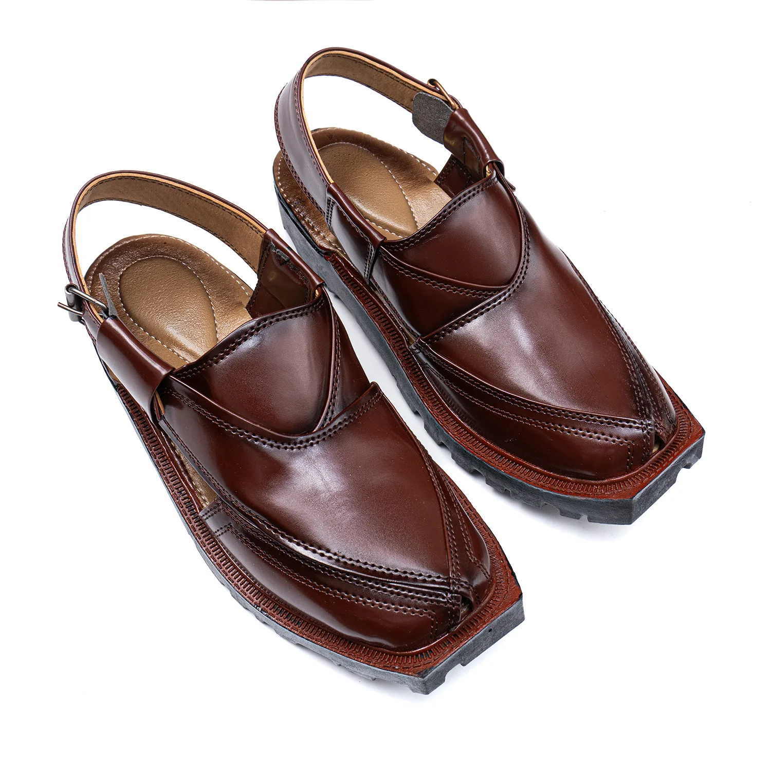 Premium Handcrafted Brown Peshawari Chappal - Nourozi
