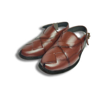 Classic Woven Leather Peshawari Chappal – Black & Brown