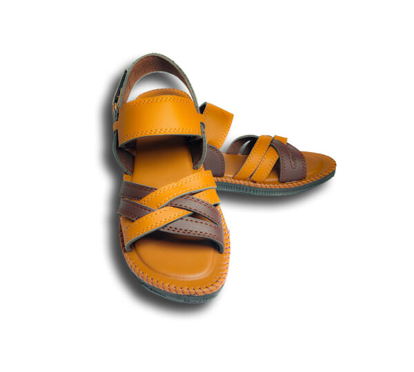 Premium Dual-Tone Leather Sandals by Solevibe– Brown & Orange - Image 3