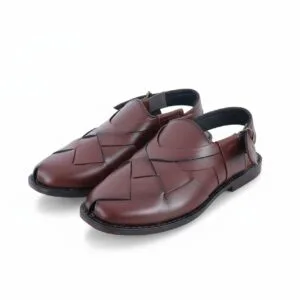 Classic Woven Leather Peshawari Chappal – Black & Brown