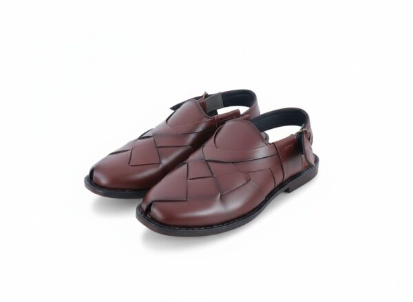 Classic Woven Leather Peshawari Chappal – Black & Brown