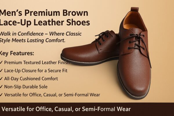 Men’s Premium Brown Lace-Up Leather Shoes – Comfort & Style Combined - Image 4