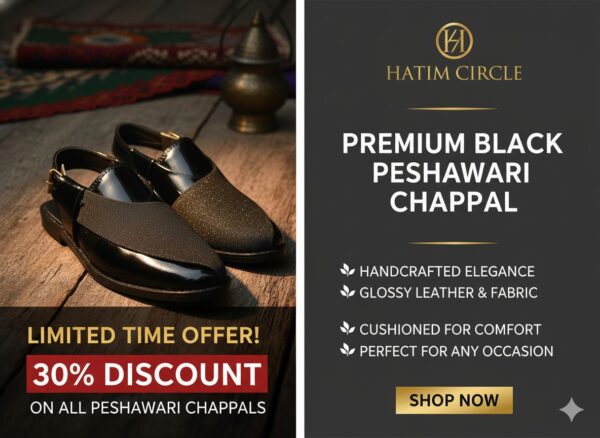 Premium Black Peshawari Chappal – A Fusion of Tradition and Modern Elegance - Image 5