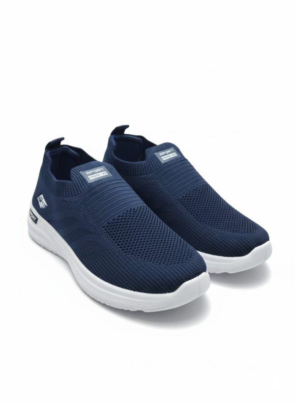 Navy Knit Slip-On Sports Sneakers