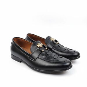 Regal Bee Embellished Loafers – Black Edition