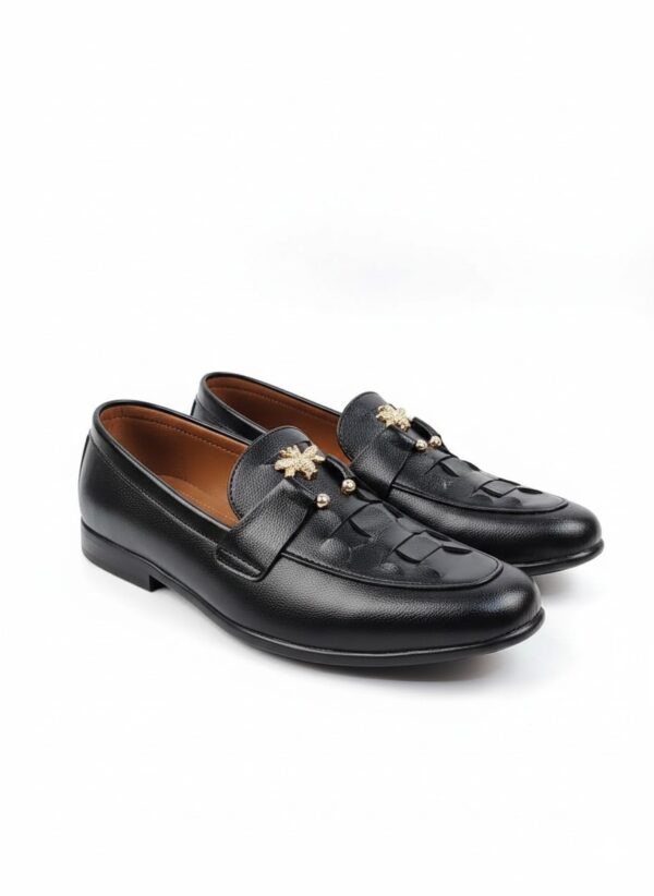 Regal Bee Embellished Loafers – Black Edition