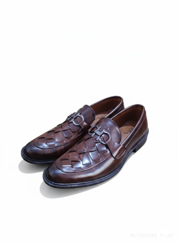 Heritage Woven Buckle Loafers – Rich Brown - Image 3
