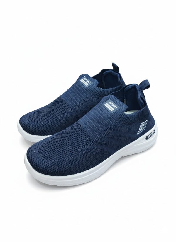 Navy Knit Slip-On Sports Sneakers - Image 2