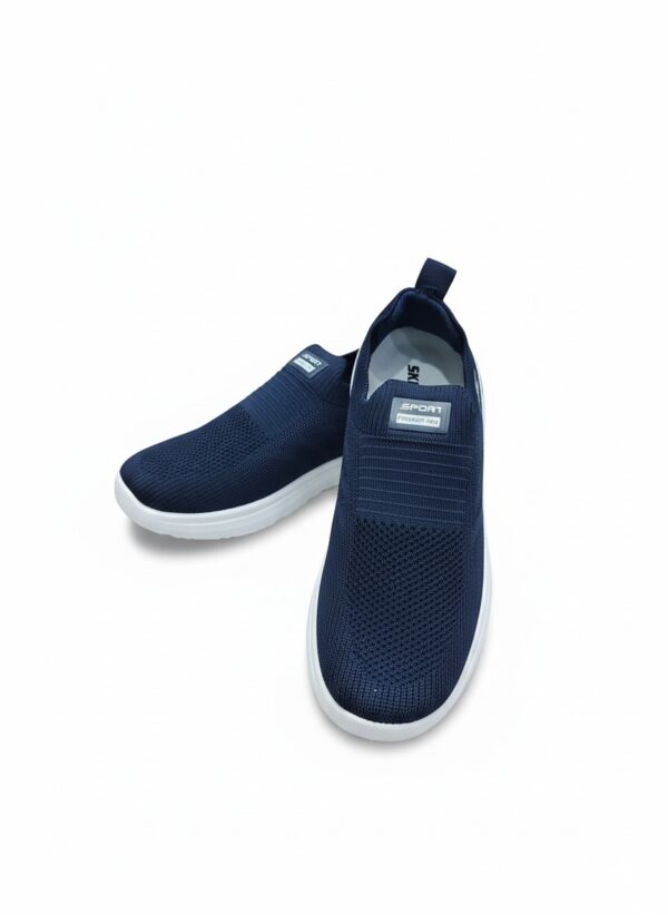 Navy Knit Slip-On Sports Sneakers - Image 3
