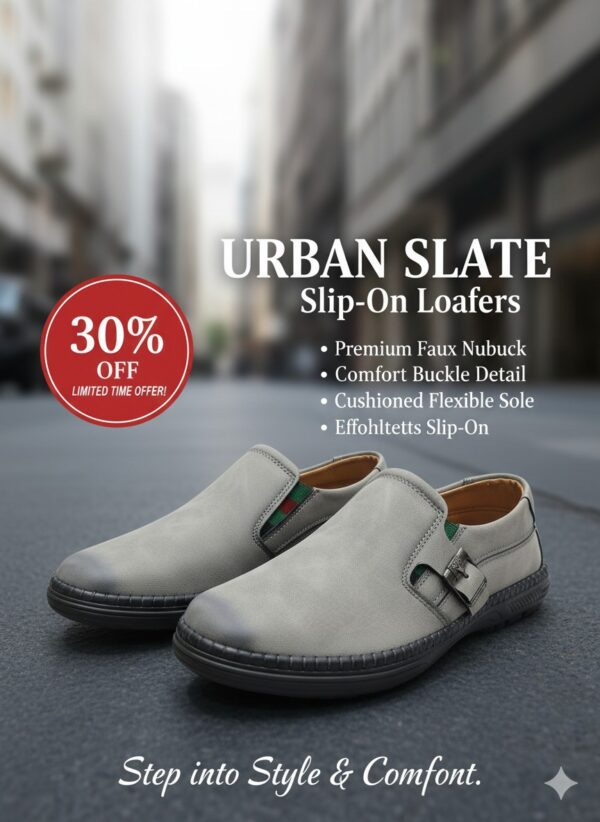 Urban Slate Slip-On Loafers – Comfort Buckle Edition - Image 5