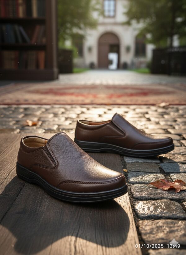 Men’s Classic Comfort Slip-On Shoes – Brown - Image 4