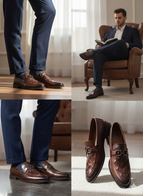 Heritage Woven Buckle Loafers – Rich Brown - Image 5