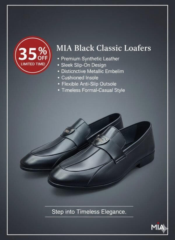 MIA Black Classic Loafers for Men - Image 6