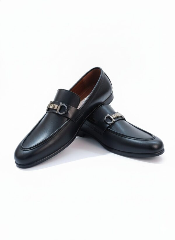 Men’s Premium Brown Leather Loafers with Gold Buckle Accent - Image 4